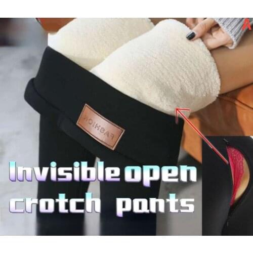 Lamb Cashmere Leggings Invisible Zipper Open-crotch Pants Women Love To Be Free From Passion, Outdoor Convenience and Sexy Wear