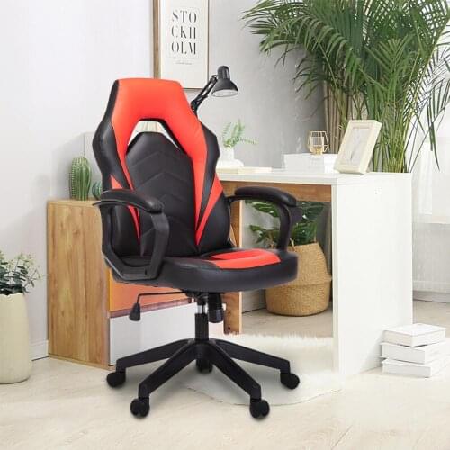 Leather Red E-sport Gaming Office Chair Computer Swivel Desk Task Chair Ergonomic Executive Chair with Armrests