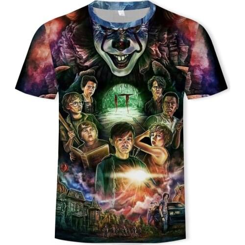 The clown in the summer of 2021 the new flow back night 3 d digital printing round collar mens T-shirt manufacturer wholesale