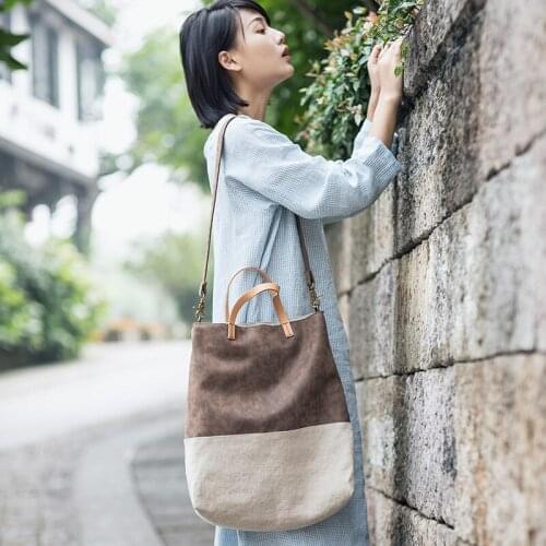 Patchwork Retro Style Cotton And Linen Literature And Art Bag Elegant Woman Top-handle Bag Soft And Comfortable Crossbody Bag
