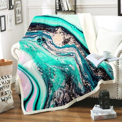 Marble Stripes 3D Digital Printing Chunky Knit Customized Winter Sherpa Blankets As A Holiday Gift