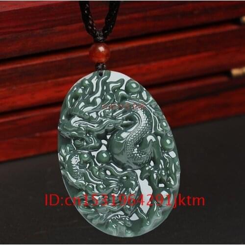 Men Charm Hetian Dragon Jade Fashion Necklace Jadeite Jewelry Chinese Natural Amulet for Gifts Women Pendant Carved