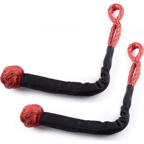 2Pcs Synthetic Fiber Soft Shackle Rope Recovery Tow Winch Strap Red 55,000 lbs