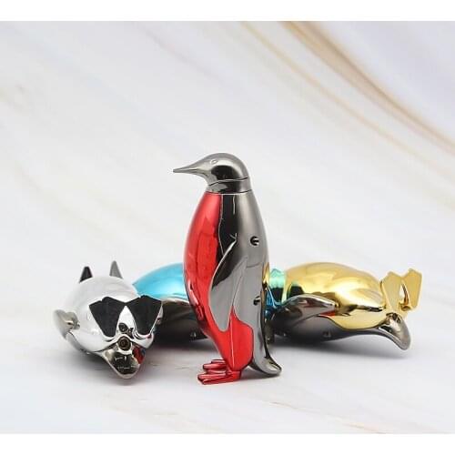 Creative new butane lighter fun toy penguin shape gas lighter keychain inflatable free lighter airless
