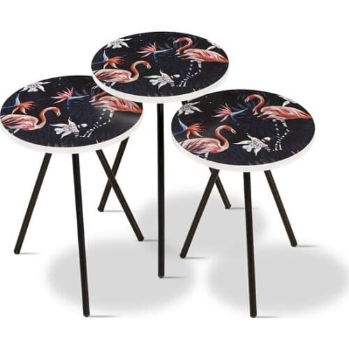 New Modern Fancy Colorful Uv Printing Coffee table Flamingo Metal coffe table table basse