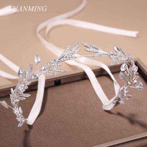 Fashion New Crystal Silver Color Tiara Crowns Leaf Rhinestone Wedding Headbands Hairbands Bridal Women Hair Jewelry Dropshoping