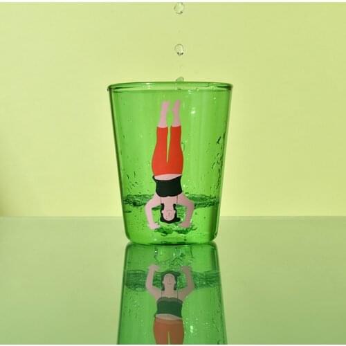 Original Design of High Borosilicate Thermostable Glass Mug with Colorful Printed Breakfast Milk Mug