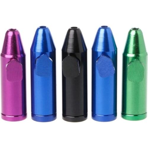 Portable Metal Aluminum Snorter Sniffer Snuff Snorter Powder Bullet Dispenser Boxes Pill Cases Splitters 1Pc Random color