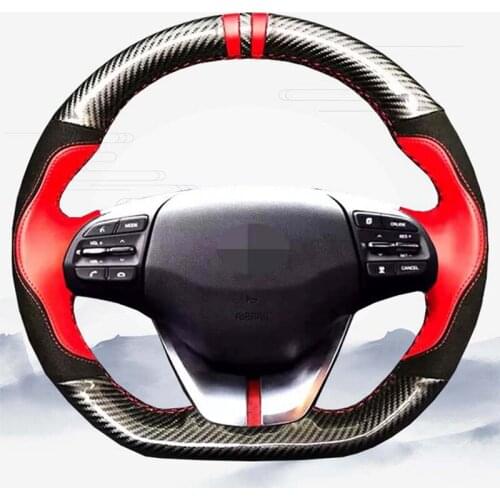 DIY For Hyundai Elantra 4 2016 2017 2018 2019 Ioniq 2017-20 Hand-stitched Comfortable Genuine Leather Car Steering Wheel Cover