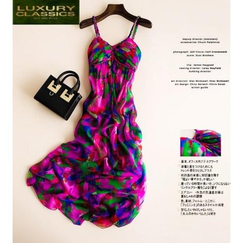 Silk Real Floral 100% Dress Women Strapless Long Dresses Summer Beach Party Elegant Ladies Dresses Vestidos Verano 2021