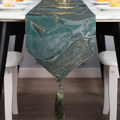 Luxury Table Runners with Tassel New Jacquard Table Cloth Runners with Strip Pattern for Wedding Party Events Home Decoration