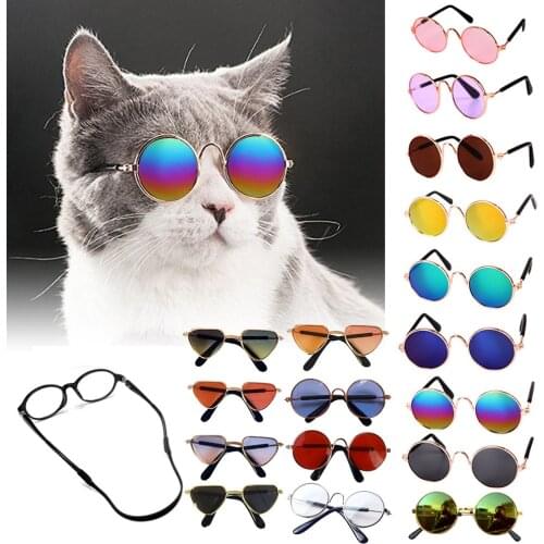 Dog Sunglasses Cat Pet Products Lovely Vintage Round Reflection Eye Wear Glasses For Small Dog Cat Pet Photos Props Accessories