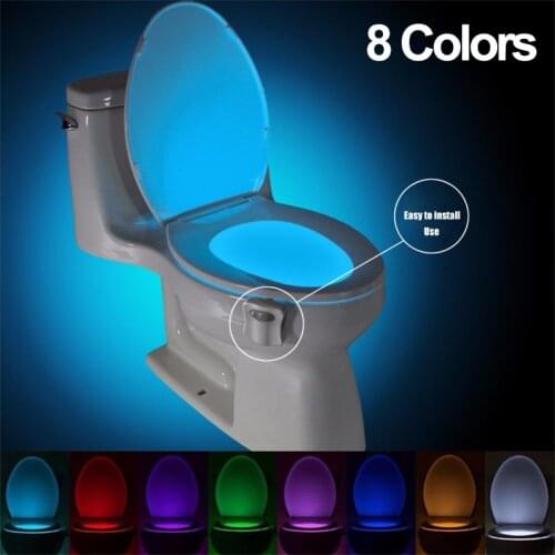 Smart PIR Motion Sensor Toilet Seat Night Light 8 Colors Waterproof Backlight For Toilet Bowl LED Luminaria Lamp WC Toilet Light