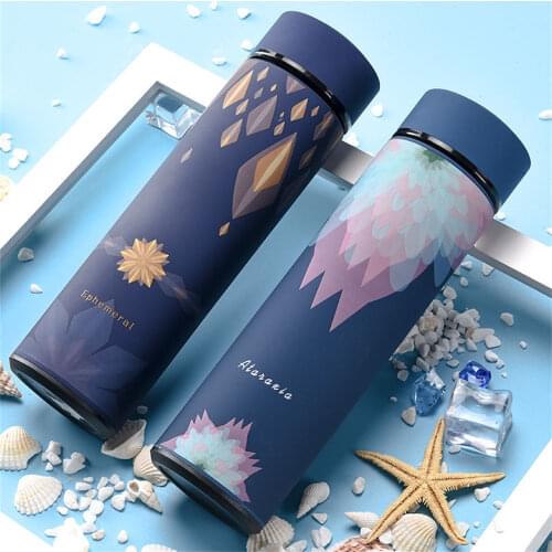 480ml Double-Wall Insulated Vacuum Flask Stainless Steel Water Bottle For Girls Fashion Design Coffee Thermos Thermal Tumbler