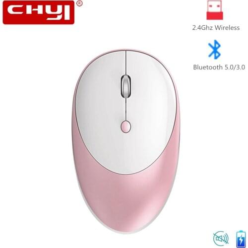 Bluetooth Wireless Rechargeable Computer Mouse Optical Silent Ergonomic Mause BT USB 3 Mode Pink PC Office Mouse For Laptop Girl