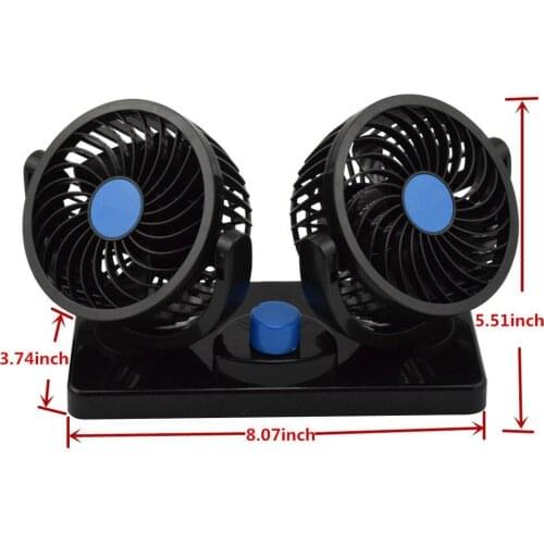 360 Degree Adjustable Rotatable dual Head Summer Car Fan Cooler Strong Wind Car Fan 12v Air Circulator Usb Plug Car Accessories