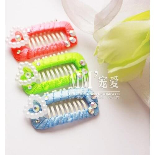 Pet dog heart flower hairpin fluorescence Teddy broken hair comb needle Yorkshire jewelry handmade BB clip 30pcs