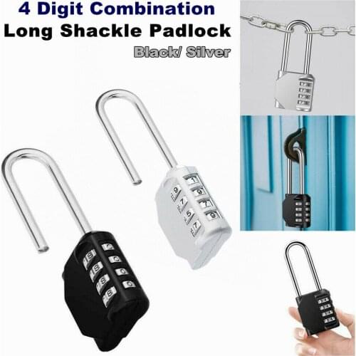 4 Digit Number Combination Pad Lock Long Shackle Padlock Outdoor Waterproof Lock Suitcase Luggage High Security Coded Lock