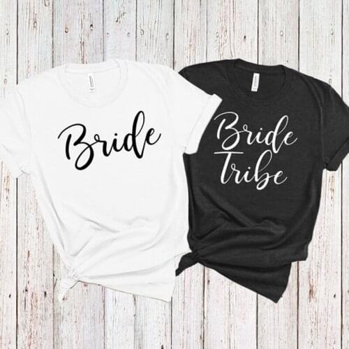 Bride Tribe Bachelorette Party Shirt Funny Letter Cotton Women Tshirt Short Sleeve Top Tees Plus Size O Neck Girl Lady Clothing