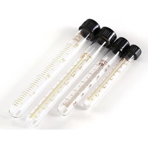 1pc 5ml 10ml 15ml 20ml Scale Line Glass Test Tube Round Bottom With Screw Cap For Chemistry Laboratory