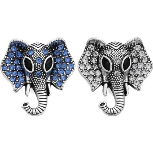 10pcs/lot New Snap Button Jewelry Crystal Metal Elephant Snap Button Fit 18mm Snap Button Bracelet Bangles DIY Button Jewelry