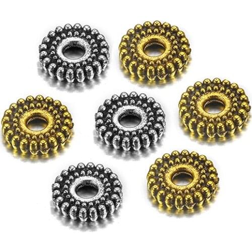 100pcs/lot 6-7mm Metal Tibetan Antique Spacer Loose For Bracelet Necklace DIY Jewelry Making Accessories Supplies Wholesale
