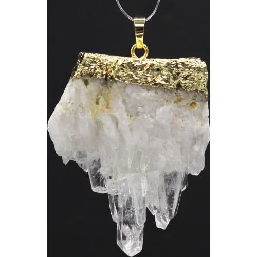 100-Unique 1 Pcs Light Yellow Gold Color Irregular Shape Rock Crystal Pendant For Gift Jewelry