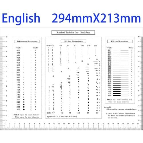 294x213mm Dot Area Line Standard Table High Transparent Soft PET Micrometer Calibration Film Ruler QC Defect Measurement Tool