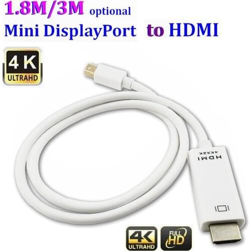 300pcs 1.8m 3m Thunderbolt Mini DisplayPort Display Port Male MINI DP to HDMI Male Converter cable For Apple Macbook Mac Pro