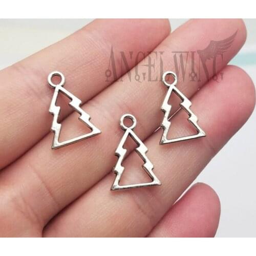 70pcs/lot--18x12mm,tree chams, Antique silver plated Hollow Christmas Tree charms,DIY supplies, Jewelry accessories