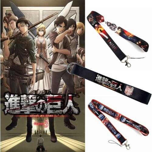 Anime Attack On Titan Lanyard Keycahin Wings Of Liberty Camera Mobile Phone Neck Strap ID Phone Holder Lanyard Key RIngs For Fan