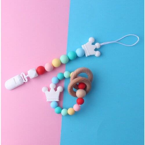 Hot Sale 1Pcs Silicone Teething Beads Baby Rainbow Rattle BPA Free Silicone Beads Holder For Nipple Silicone Rodent Baby Teether