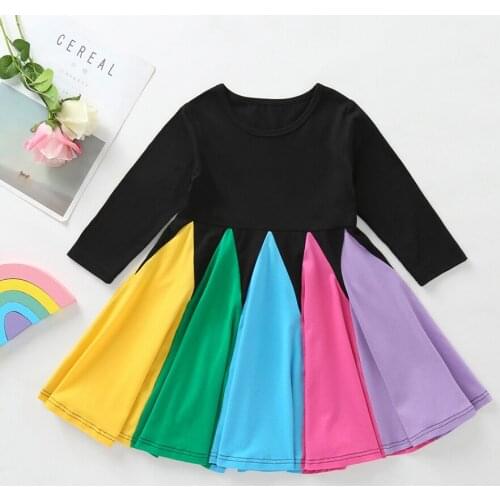 For 1-5 Years New Toddler Girls Summer Dress Clothes Party Colorful Dress Up Suit Children Rainbow Fashion Print Children Costum
