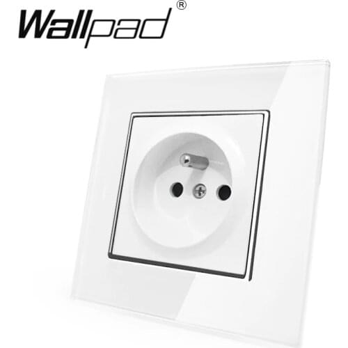 EU French Standard Socket with Claws Wallpad White Glass Panel Schuko French EU Style Wall Plug Power Outlet Socket with Hook