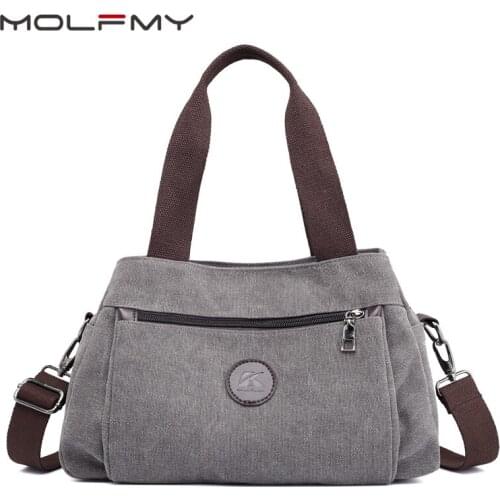 Canvas Handbag Casual Womens Shoulder Bag Solid Color Portable Messenger Multifunction Bag Simple All-match Wear-resistant Bags