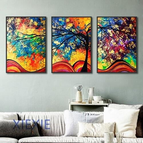 Colorful Abstract Life Trees Canvas Wall Art Home Decoration Living Room Framework Pictures Modular Paintings Prints Posters