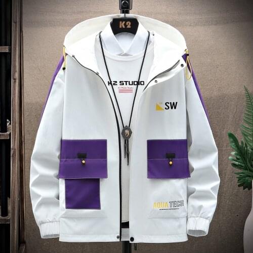 Men Hooded Jacket Spring Autumn 2021Mens Casual Streetwear Slim Short Windbreaker High Quality Patchwork Top Coats Clothing 3XL