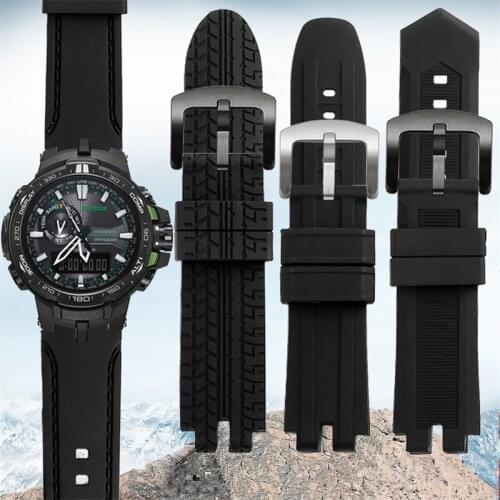 Soft silicone watchband for C-asio PRG-300 330 PRW-3000 PRW-3100 PRW-6000 PRW-6100 watch band black rubber watch strap bracelet