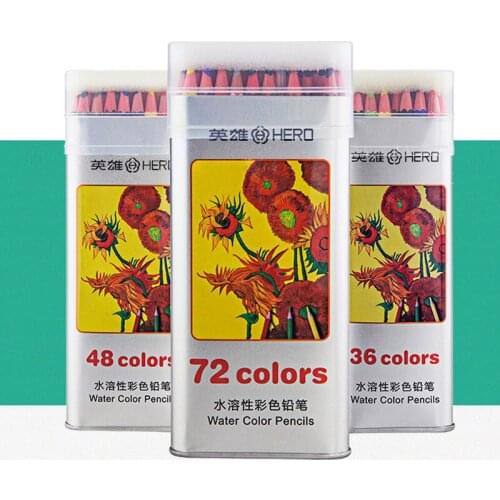 HERO 72Colors Watercolor Color Pencil Set Water Soluble Rainbow Pencil Crayon De Couleur Kawaii Hb Colored Pencils for School
