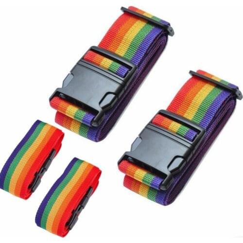Set of 2 Adjustable 2M Long Travel Luggage Strap Packing Belt Suitcase Bag Security Straps with Clip, Colorized