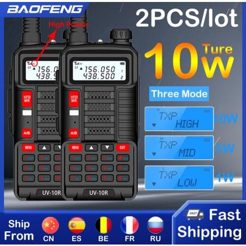 Baofeng 2 Pcs New Professional Walkie Talkie UV 10R 10km 128 Channels VHF UHF Dual Band Two Way CB Ham Radio Baofeng UV-10R
