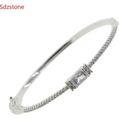 18-20cm New Classic Womens Bangles For Women Silver Plated Rose Gold Color Rhinestone Bracelet Cuff Trendy Jewelry