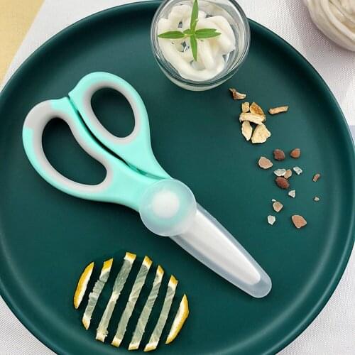 Baby Food Scissors Infant Feeding Aid Scissors with Cutting Box Food Kitchen Scissors Baby Children Supplies Healthy Tableware