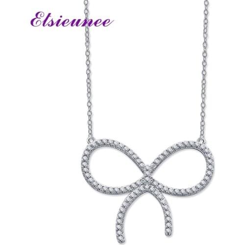 PANSYSEN New Design Solid Silver 925 Fine Jewelry Pendant Necklaces for Women Simulated Moissanite Diamond Wedding Party Gifts