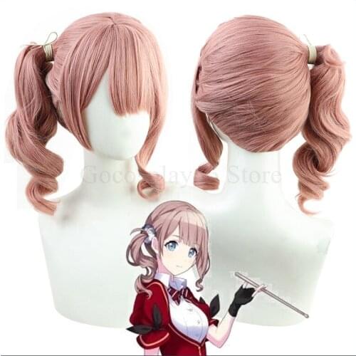 Leo/need Mochizuki Honami Cosplay Wig hnm Long Curly Temples Ponytail Heat Resistant Hair Role Play Vtuber