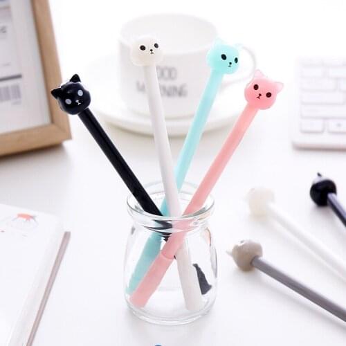 12pcs/lot Cute 0.38mm Black ink Gel pen Candy Kawaii Cartoon Animal Bear Writing Pens School Office Back To School