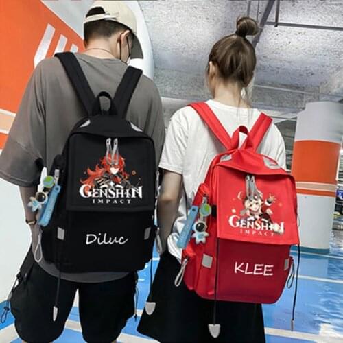 Game Genshin Impact Venti Diluc Klee Keqing Backpack Cosplay Boys Girls Schoolbag Computer Travel Casual Shoulder Bag Student