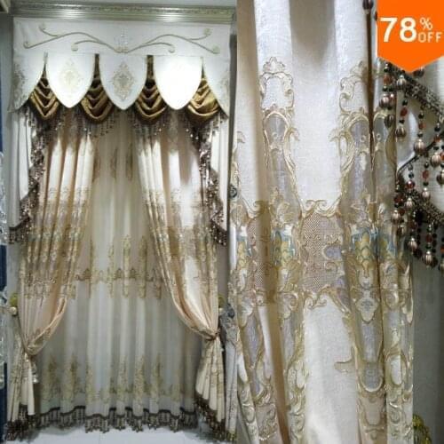 New Italy Luxury curtains for living rooms Apricot Bead curtains Grey curtain For 1 Meter Wide Window curtain