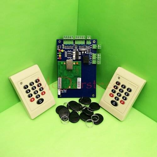 One Door RFID Access Control System Single Door Access Panel TCP/IP Access Controller+ 2PCS 125khz Keypad Rfid slave Reader