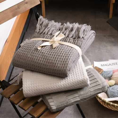 Knitted Decorative Throw Blanket Sofa Photography Props Super Soft Blanket Solid Color Cotton Aircraft